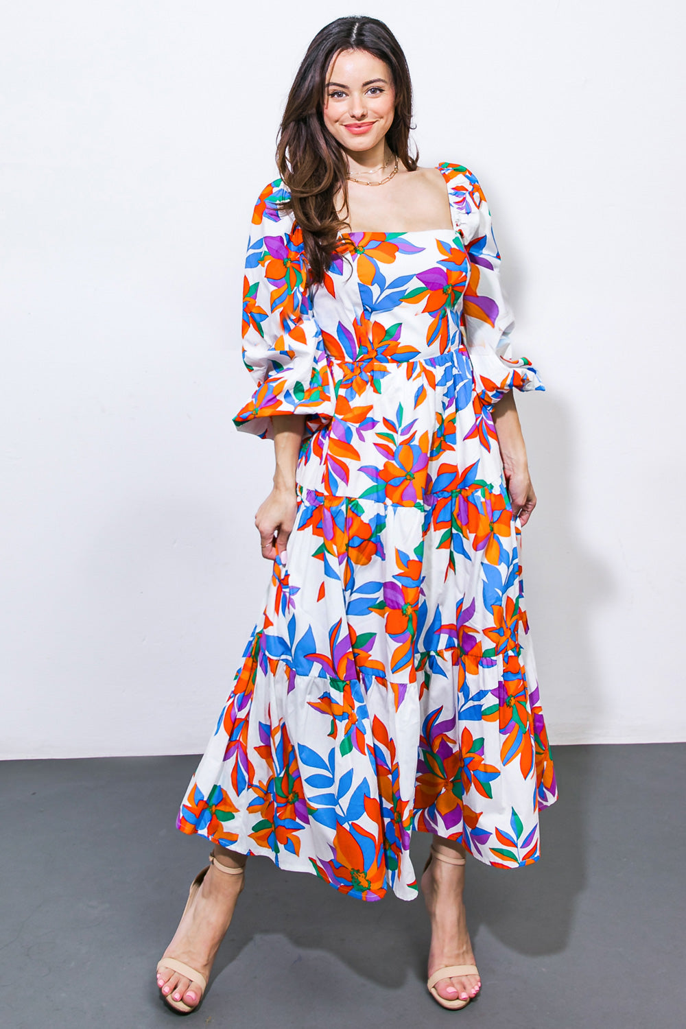 FEELING OPTIMISTIC WOVEN MIDI DRESS Flying Tomato